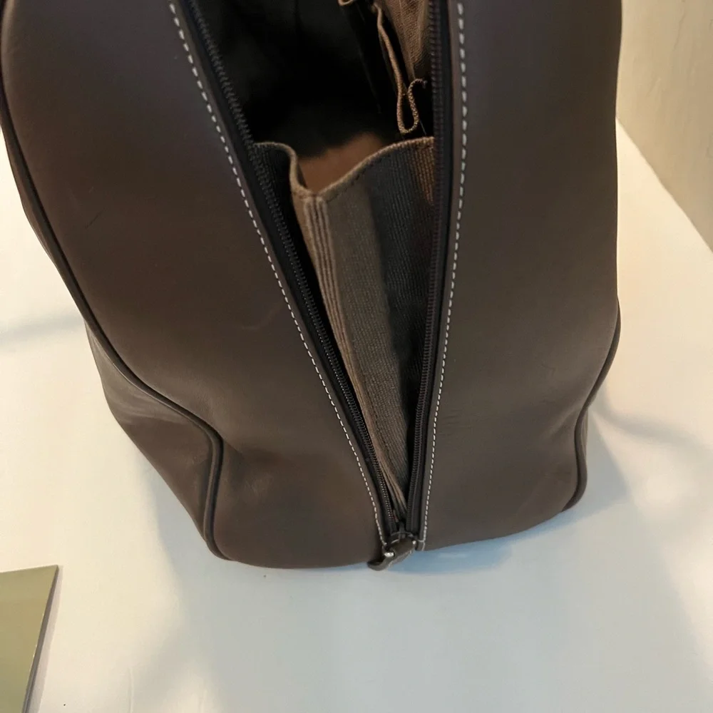 Levenger Dark Brown Leather Duffel Bag